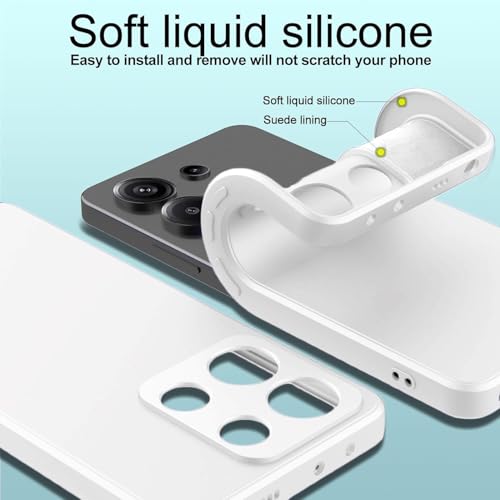 Image of DIZORO Compatible with Mi Redmi Note 13 5G Back Cover with Upgraded Square Edges for Camera Protection Shockproof Flexible Matte Liquid Silicone Mobile Phone Case (White.)