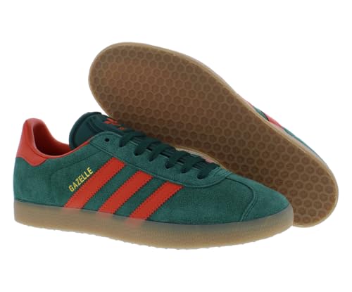 Image of adidas Gazelle Men's Sneakers, Collegiate Green /Preloved Red /Gum, Size 10.5