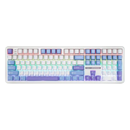 Image of EPOMAKER Aula F108 Wireless Gaming Keyboard, Mechanical Keyboard with 8000 mAh Battery, 108 Hot-Swap and Programmable Keys, RGB Backlight, for Mac /PC /Android (White Purple, Greywood V3)
