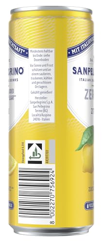 San Pellegrino Zitrone Zero Added Sugar, Zitronen-Limonade mit 10% Fruchtsaft, ohne Zuckerzusatz, 12er Pack (12 x 330ml) Einweg-Dosen 5