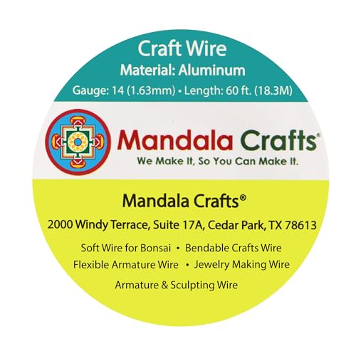 Mandala Crafts Anodized Aluminum Wire for Sculpting, Armature, Jewelry Making, Gem Metal Wrap, Garden, Colored and Soft, 1 Roll(14 Gauge, Silver)