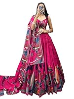 Welk FAshion Floral Lehenga Choli with Foil Print & Gotta Patti Dupatta (PINK)