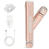 Bikini Trimmer for Women, Painless Dual Head Shaver for Sensitive Skin, IPX7 Waterproof for Safe Shower, USB-C, Detachable Head, Portable 2 in 1 Electric Razors for Pubic Hair, Rose Gold
