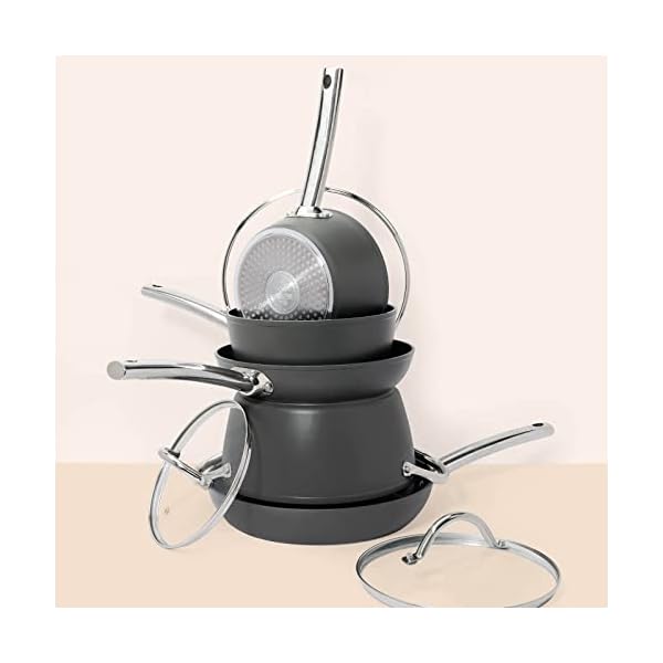 Noah 70+ Piece Premium Kitchen Starter Kit with Slate Grey Pans & White