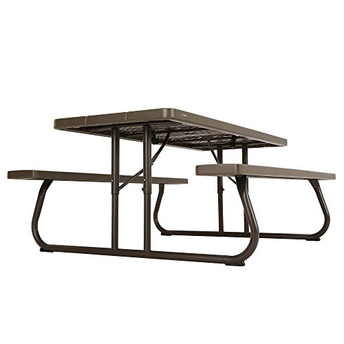 Lifetime 60105 Wood Grain Picnic Table And Benches, 6 Feet, Brown #TOP5