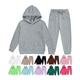 girls workout set,Girls Clothes 2 Piece Fashion Fall Outfits Oversize Pullover Sweatshirt and Sweatpant Sweatsuit Sets with Pockets(Black, 12-13 Years)