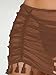 ZAFUL Women Beach Sheer Cover Ups Boho Mesh Bikini Ruched Tassel Skirt for Swimwear Brown S