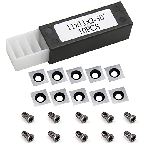 Fraise-Plaquettes Carré En Carbure De Tungstène Pour Outils De Tournage À Tour À Bois, 11X11x2.0Mm,Coupeuse Pour Lame De Tournage En Bois, Paquet De 10 Cover