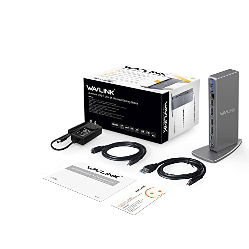 Wavlink Usb 3.0 Dual 4K@60Hz Universal Laptop Docking Station Dual Monitor Dp And Hdmi 4K & 5K Single Video Display For Windows,Macos 10.14 Later (2X Hdmi, 2X Display Port, Lan, 6 Usb 3.0, Audio) #TOP5
