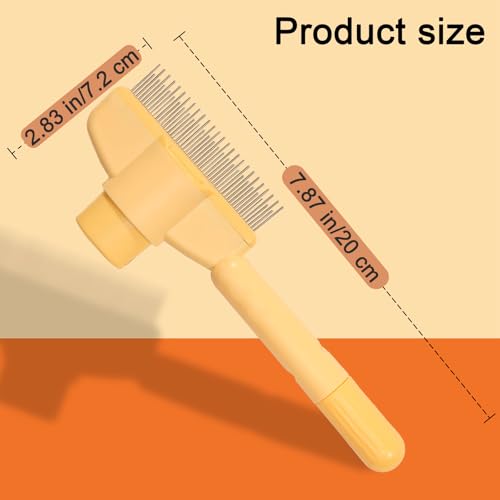 Image of Dogs and Cats Comb with Release Button, Pet Hair Removal Tools with Safe Stainless Steel Teeth for Deshedding, Cat Grooming Supplies for Long /Short Hair, Cat Brush for Shedding, Orange