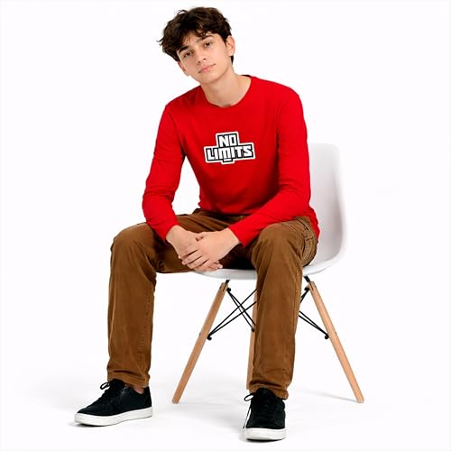 Image of Boys' Graphic T-Shirts - Full Sleeve Crewneck Tee with Vibrant NO Limits Print, Soft for Summer