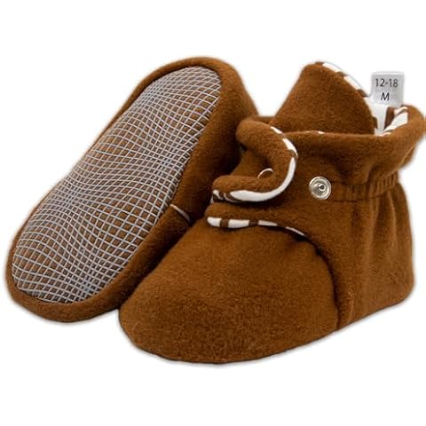Ella Bonna Newborn Infant Girl Boy Fleece Baby Booties Stay On Sock Slippers Soft Shoes Non-Skid Ankle Boots Cotton Lining Toddler Crib House Warm Shoe First Walker Shower Gift 12-18 Months Taba Cover