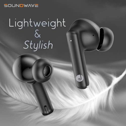 Image of JUST CORSECA Soundwave Earbuds with Type C Charging | ANC & ENC Model | Low Latency Bluetooth 5.3 | IPX4 Water Resistance | Smooth Touch Controls (Black)