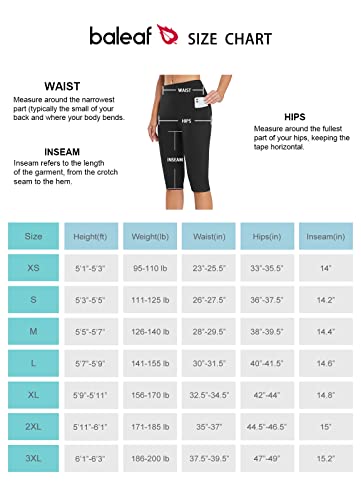 Baleaf Capri Leggings For Women Knee Length High Waisted Plus Size Yoga Casual Workout Exercise Capris With Pockets Black L #TOP6