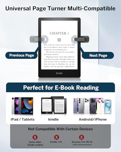 DATAFY Page Turner Remote Clicker for Kindle, iPad, Kobo & Tablets (iOS/Android, Ring or Standard) - image 2