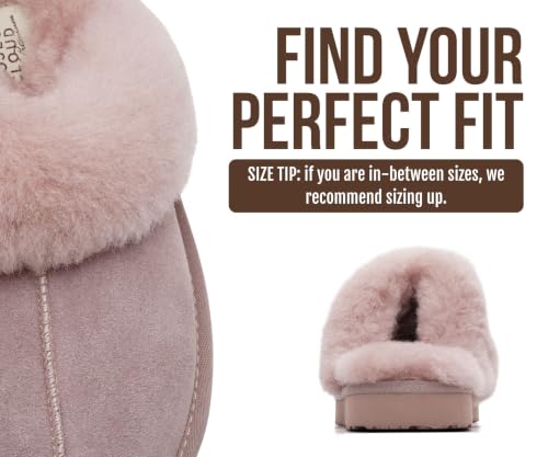 Image of Project Cloud Genuine Leather Slippers for Women with Genuine Fur Lining, Non-Slip Indoor /Outdoor Clog Mule Slippers, Memory Foam Insole