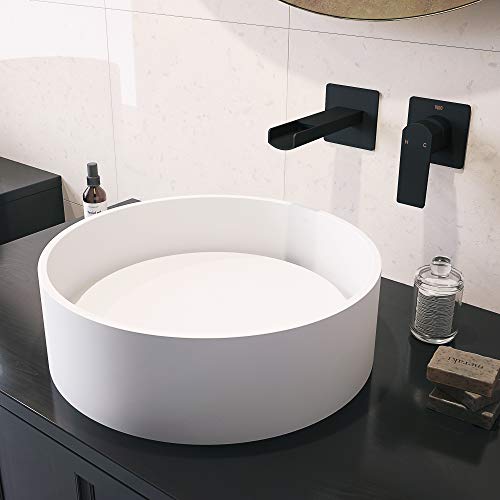 Vigo Anvil 16 Inch Diameter Over The Counter Freestanding Matte Stone Round Vessel Bathroom Sink In Matte White - Sink For Bathroom Vg04016 #TOP3