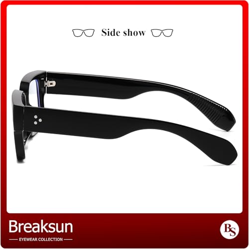 Image of Breaksun Rectangle Glasses for Men Women Square Blue Light Glasses Thick Frame Black Eyeglasses