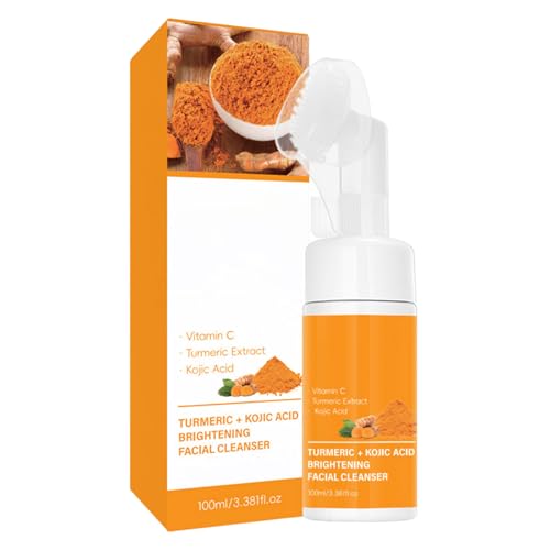 Glow Wash Nettoyant pour le visage au curcuma avec brosse, nettoyant en profondeur, exfoliant, nettoyant pour le visage moussant au curcuma pour tous les types de peau