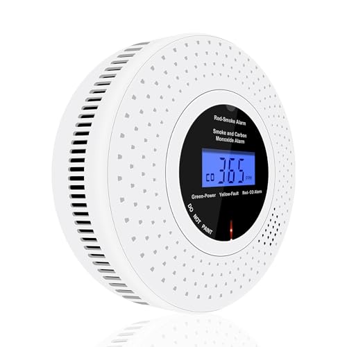 Scondaor Detector Combinado de Humo y CO, Detector de Humo de Monóxido de Carbono Independiente, Alarma de Humo con Batería AA Reemplazable, Alarma de Humo y CO, Botón de Prueba, 1 Pieza