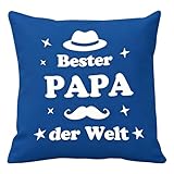 Nsetriu Vatertagsgeschenk für Papa Kissenbezug 45x45 Geschenk für besten Papa der Welt Vatertagsgeschenk Kleinigkeit Vater Geschenk Geburtstag Vater Tochter Geschenke Blauer