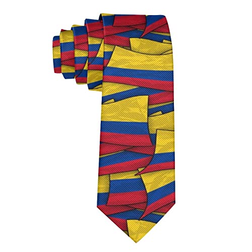 Slim Colombia Flag Waving Art Ties For Men, Suit Uniform Gentlemen Tie Necktie For Boys Teens Youth, Casual & Formal Extra Long Neckties Wedding Ties Necktie #TOP1