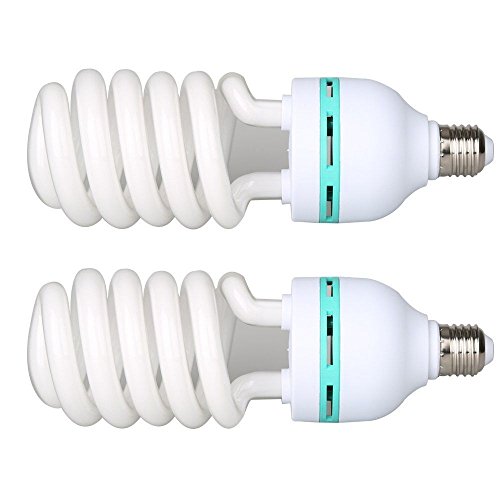 YISITONG 2X 135W E27 Photo Bulbs 5500K Fluorescent Spiral Light Bulb, Studio Bulb, for Photo and Video Studio Lighting