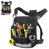 Amotpo Electrician Tool Pouch Durable 13 Pockets Tool Pouch Portable Electrician Bag for Men with Adjustable Shoulder Strap Tool Chest Organizer for Technician Maintenance Carpenter Woodworker
