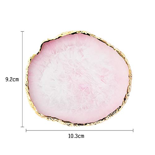 1PCS Resin Nail Art Palette Gold Edge Nail Art Painting Mixed Color Palette Manicure Color Makeup Display Board Manicure Cosmetic Mixing Tray Round Pink