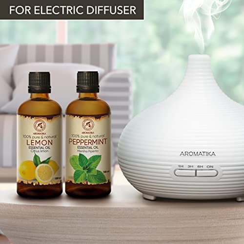 Huile essentielle de menthe poivrée purifiante et citron pour diffuseur