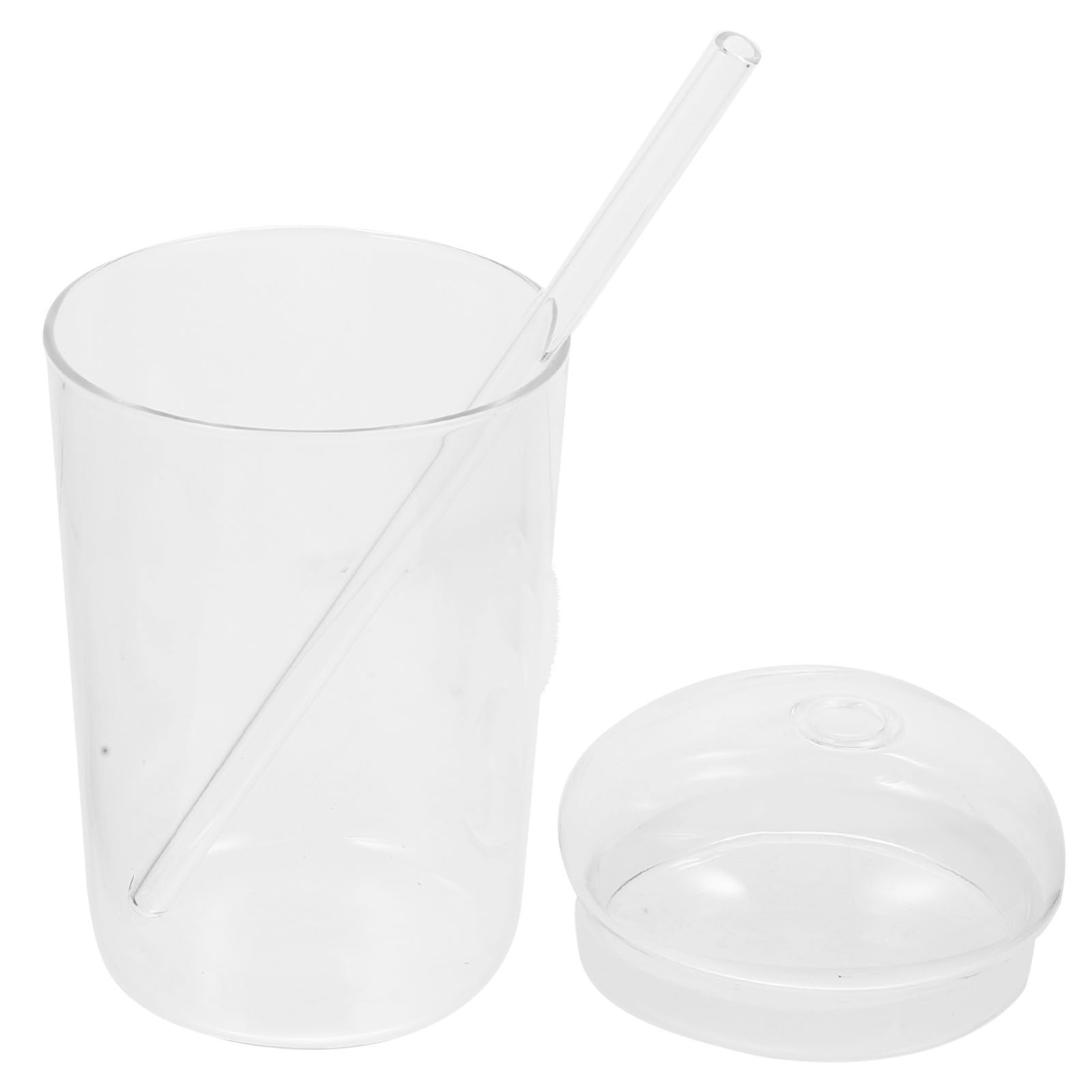 Vaso de vidrio con pajita ideal para mesas de restaurantes y desayunos en el hogar