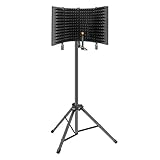Professional Studio Recording Microphone Isolation Shield, Pop Filter,High density absorbent foam is used to filter vocal. Suitable for Blue Yeti and other condenser microphones (AO-504 With Stand)