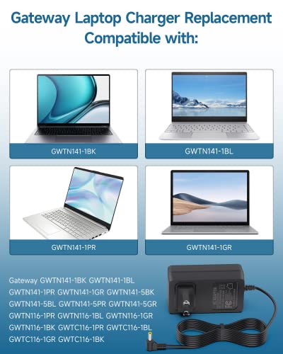 Charger For Gateway Laptop 12V 2A- (For Gwnc21524 Gwtc116 Gwtn116 Gwtn133 Gwtn141 N11Sp3 Gwtc116-2 Gwtn116-3 Gwtn141-1 Gwtn141-5 Gwtn156-11 Evoo Ev-C-116-5 Ev-C-116-6, Saw30-120-2000U Ac Power Supply) #TOP5