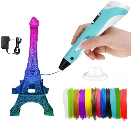 Magicwand® 3D Printing Pen with LCD Display &【with Adaptor】【Pack of 1】【3 Metre Each 3 Filaments & 10 Metre Each 3 Filaments Extra】