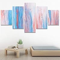 SIGNWIN 5 Panel Canvas Wall Art Modern Art 3D Abstract Abstract Brushstroke Contemporary Digital Art Fun Multicolor for Home Decorations Ready to Hang - 60