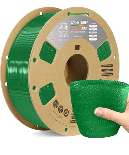 Image of OVERTURE TPU High Speed Filament 1.75mm Flexible Roll, 95A Soft 3D Printer Filament, 1kg Spool (2.2 lbs), Fit Most FDM Printer (HS TPU Translucent Green)
