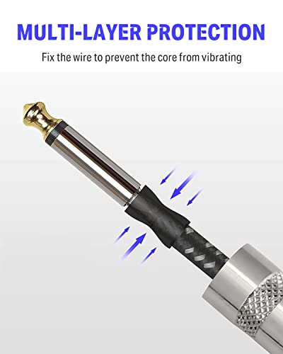 Donner Guitar Cable 10 Ft, Electric Instrument Cable Bass Amp Cord For Electric Guitar Bass Amplifier Audio, 1/4" Right Angle To Straight, Black White #TOP4