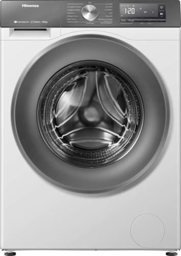 Hisense WD3S9043BW7 Lave-sécheuse 9 + 6 kg, 1400 Rpm, 15 programmes automatiques, vapeur, moteur inverter, classe énergétique A-30%/D, écran LED, gris, WiFi
