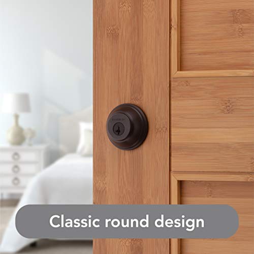 Baldwin Round, Single Cylinder Front Door Deadbolt Featuring Smartkey Re-Key Technology And Microban Protection, In Venetian Bronze #TOP3