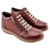 Valeria's - Botín de cordón elástico y Cremallera Lateral 375853 Cuero Mujer Color: Burdeos Talla: 38