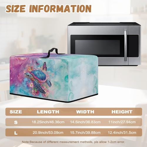 Image of Convection Oven Dust Cover, Easy to Clean, Electric Appliance Protector Smart Microwave Oven Cover for Countertop, L, Sea Turtle Butterfly Flower Marble Violet Green