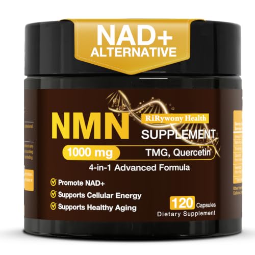 NMN Supplement 1000mg Potent NAD+ Boost Complex Pure Organic NMNH Alternative Blended with Resveratrol TMG and Quercetin for Cell Health 120 Capsules