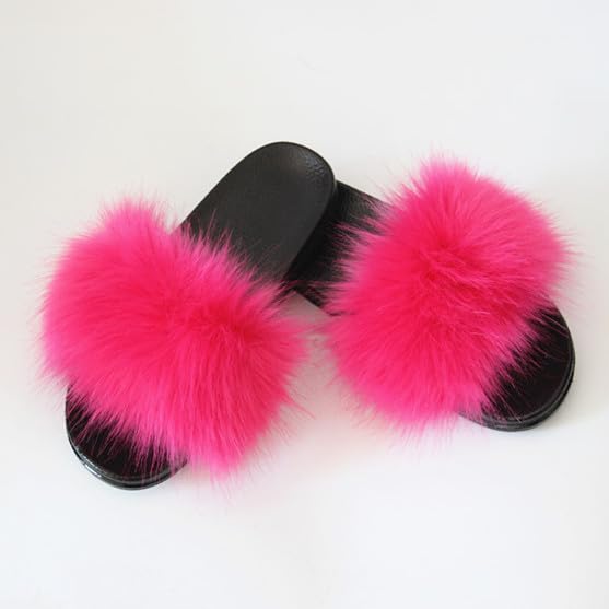 QMFUR Women's Vegan Faux Fur Slippers Fuzzy Slides Fluffy Sandals Open Toe Indoor Outdoor4