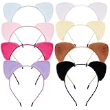 ACO-UINT 8 Pack Cat Ears Headbands for Women, Cute Cat Headbands Cat Party Decorations Cat Ears Hairbands, Halloween Costume Hair Accessories for Women
