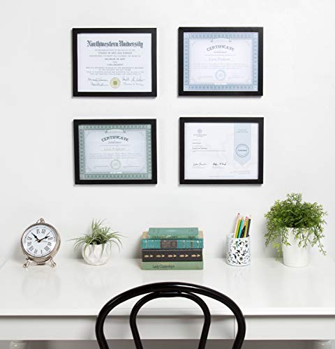 Designovation Gallery Wood Document Frame Set For Customizable Wall Display, 8.5X11, Black, Pack Of 4 #TOP2