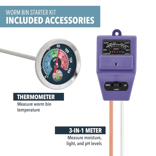 5-Tray-Worm-Composting-Bin-Starter-Kit-with-Coco-Coir-Temperature-Moisture-pH-Meter-Gloves-Rake-Shovel-for-Recycling-Food-Waste-Worm-Castings-Worm-Tea-Vermiculture-Vermicomposting