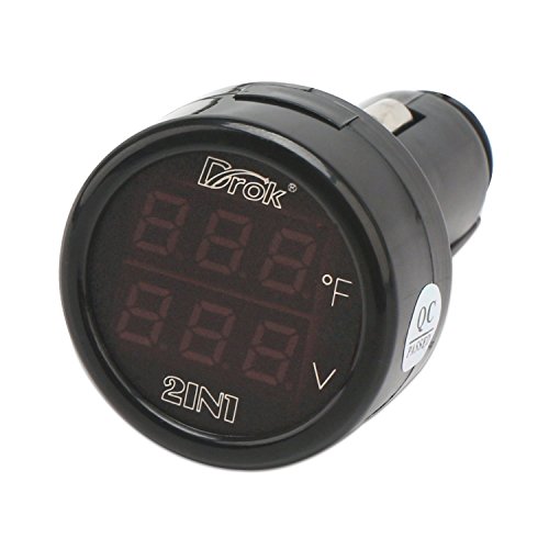 Drok 200374 Car Thermometer, 2Pcs Digital Voltage 10-170 Deg F Temperature Monitor Tester Meter Led Display Volt Fahrenheit Temp Multimeter Car Automotive Motorcycle Battery Voltmeter Thermometer Detector thumb #2
