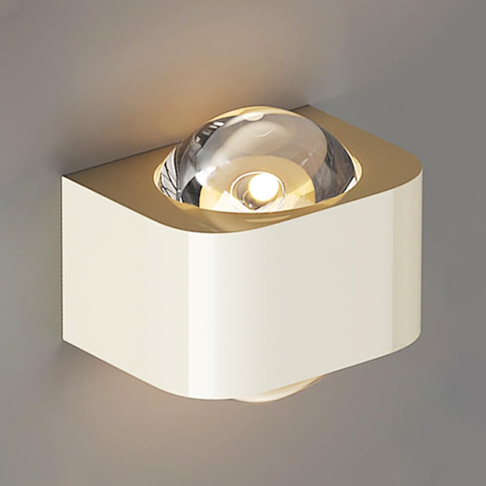 Aplique de pared LED de 10W amarillo crema con pantalla de bola de cristal para cabecera