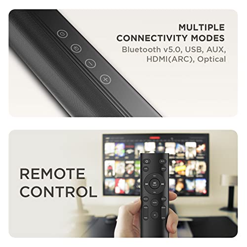 Image of boAt Aavante Bar 1200N Bluetooth Soundbar with 100W RMS Signature Sound, 2.1 Channel, Multi-Compatibility Modes, Wired Subwoofer, EQ Controls & Master Remote Control(Premium Black)