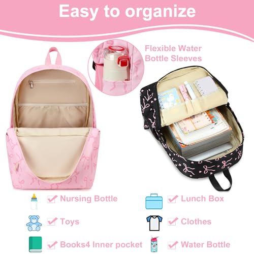 Image of LOIDOU Backpack for Girls School Backpacks Bookbags for Elementary Middle School Women Laptop Backpacks (Bow Tie Pink, L-17)
